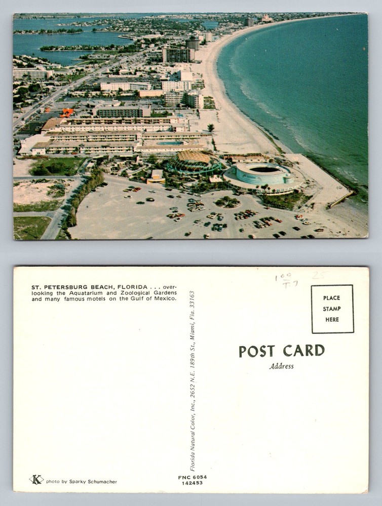 St. Petersburg Beach, FL-Florida, Gulf Motels Aerial View Vintage Postcard