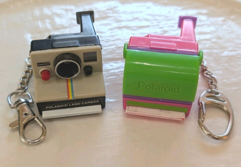 Polaroid Camera Keychain Lot OneStep + Barbie Mini Photo Eject Toy