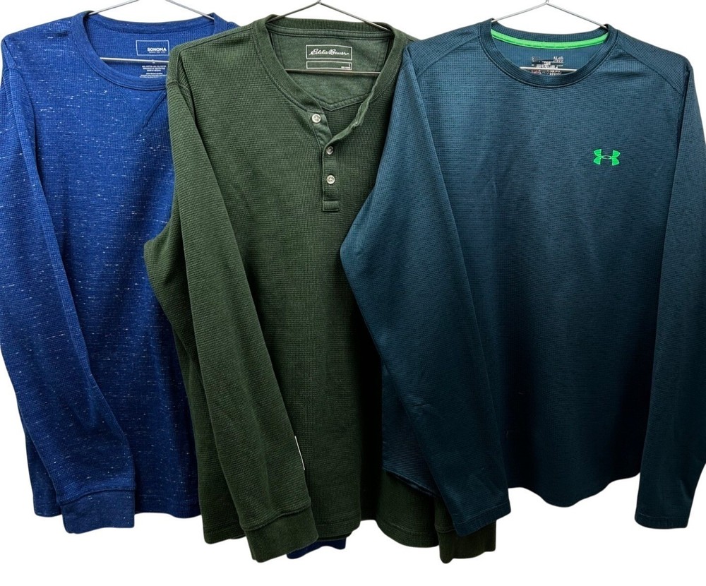 Sonoma, Eddie Bauer & Under Armour Thermal Shirts Bundle of 3 Mens Large Winter