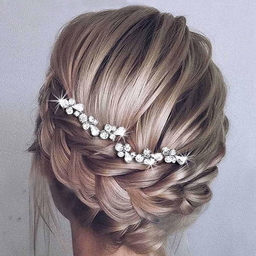 Silver Crystal Bridal Hair Pins Rhinestone Wedding Hair Accessories for Bride