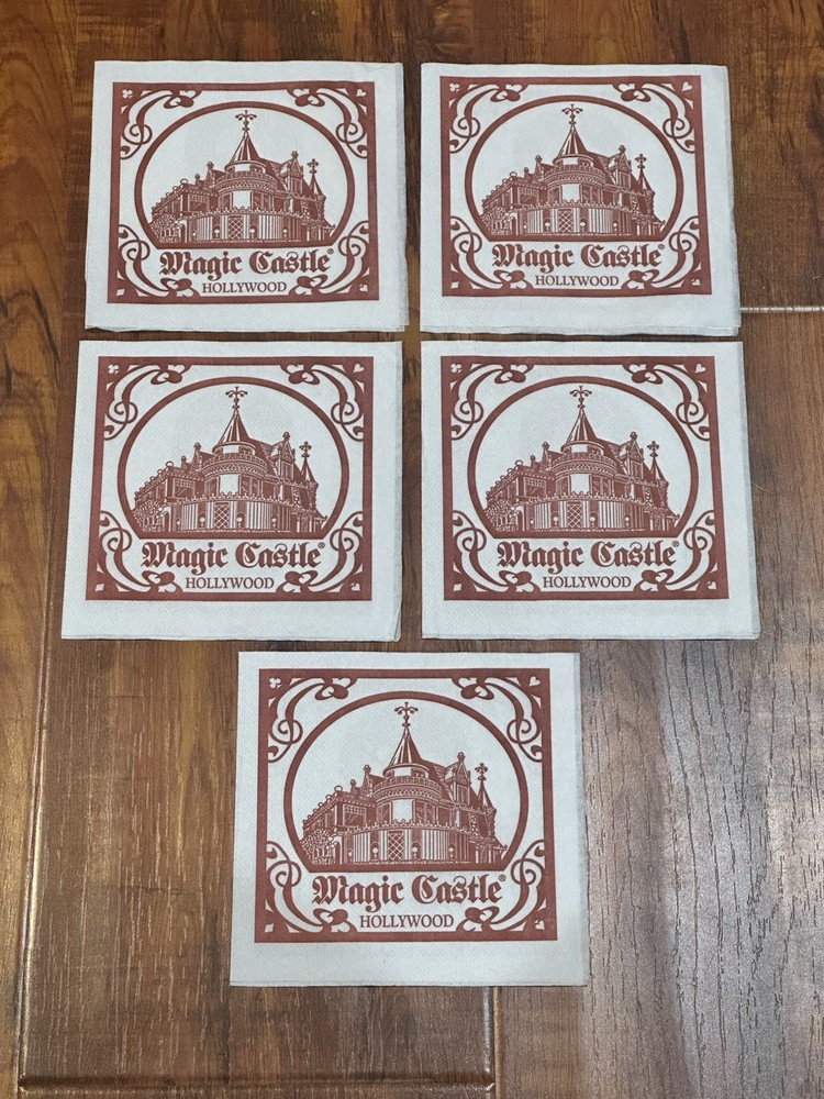 Lot of (5) The Magic Castle Hollywood Academy of Magical Arts Cocktail Napkins-image