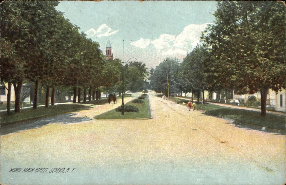 North Main Street ~ Geneva New York ~ Rotograph ~ RPO 1911 to VANLOON Alpine NY