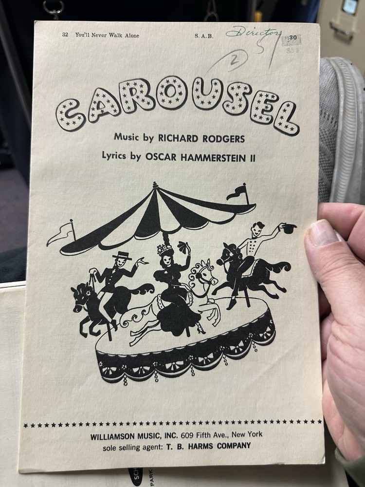 1947  6x9 SAB Choral Sheet Music CAROUSEL ‘You’ll Never Walk Alone’