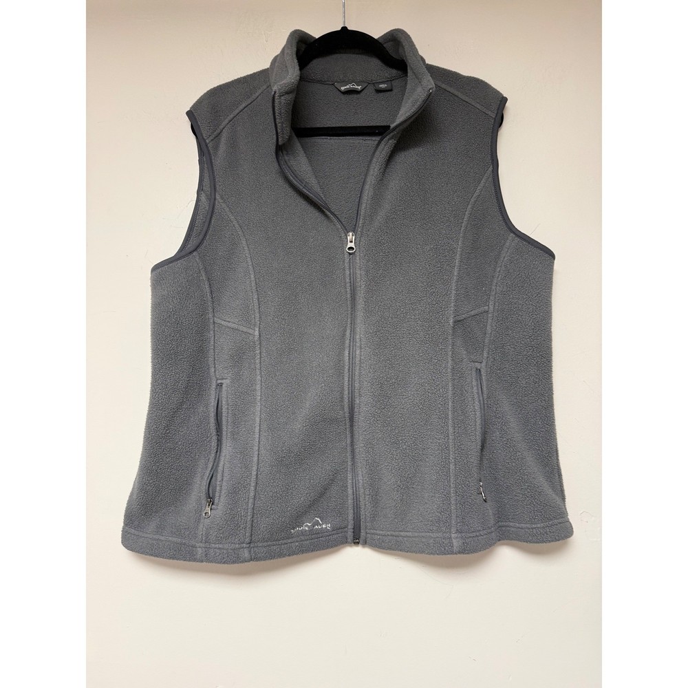 Eddie Bauer Gray Fleece Zip Vest Men's Size XXL Outdoor Layering Warm