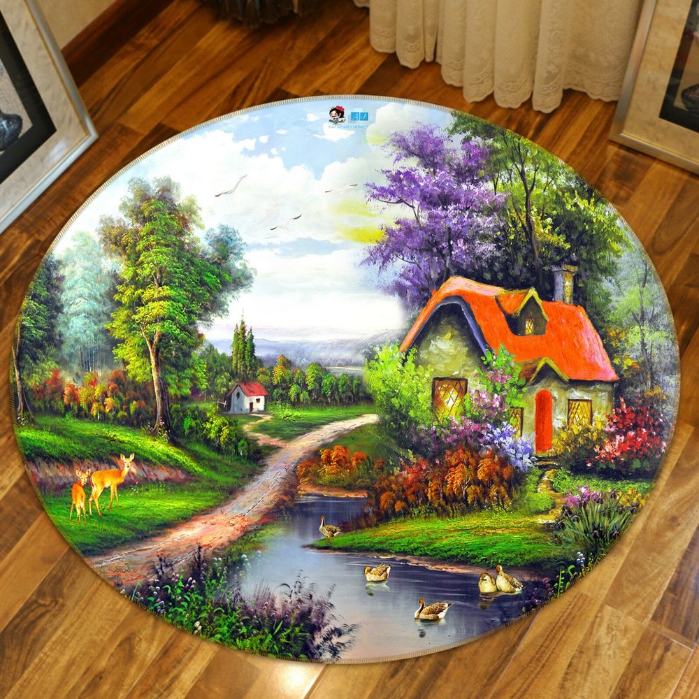 3D Oil Painting House NAO3979 Game Rug Mat Elegant Photo Carpet Mat Fay
