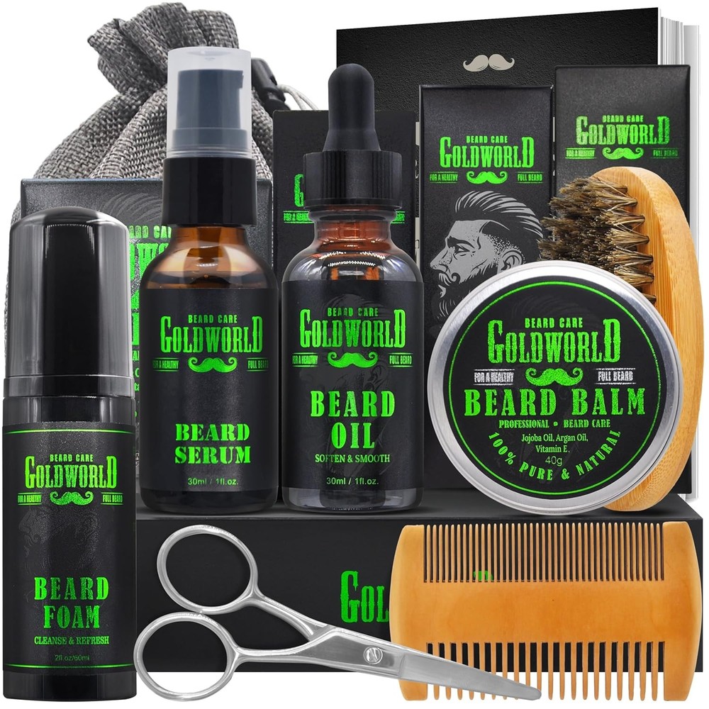 Premium Beard Care Kit with Wash, Oil, Balm & Brush – Orange