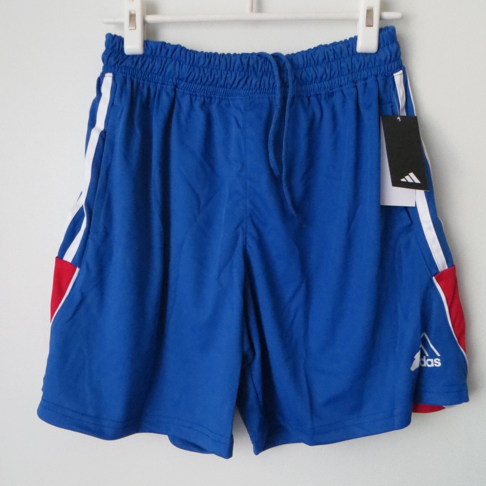 Adidas Men’s Red/White/Blue 3-Stripes Athletic Shorts Sz L  Polyester NEW/Tag