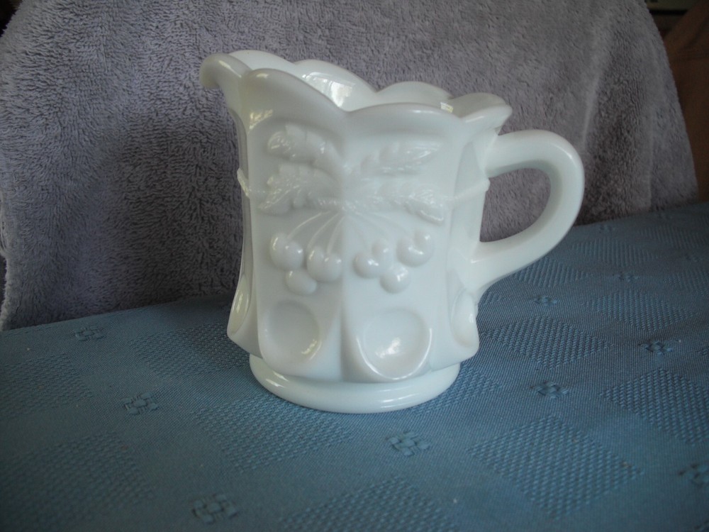 Vintage Westmoreland Milk Glass Cherry Thumbprint Creamer