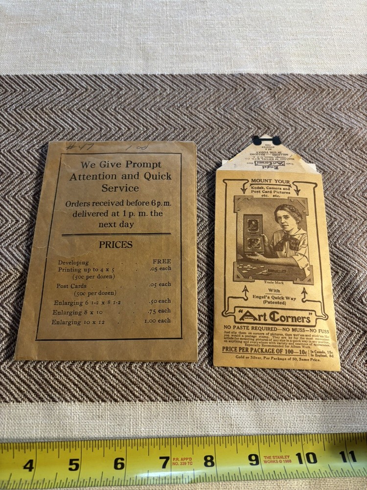 Vintage Kodak Art Corners Original Package and advertisement