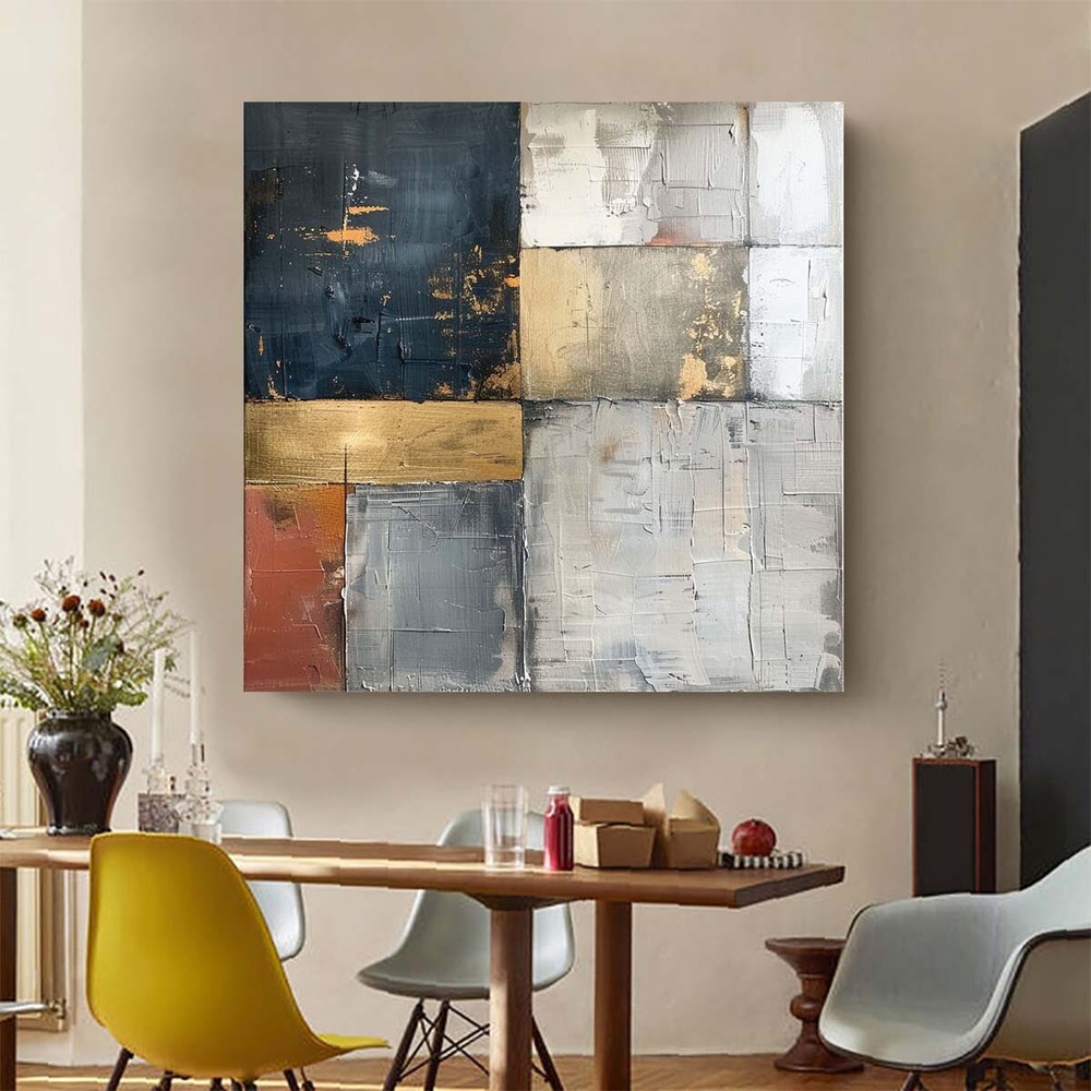 Handmade Wall Art Home Decorative Oil Painting Abstract Knife Living Room Gray