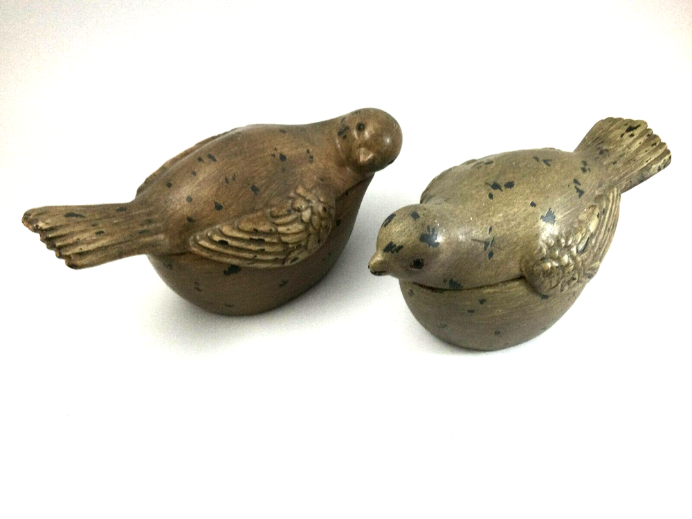Ceramic Brown Baby Bird Trinket Box with Lid