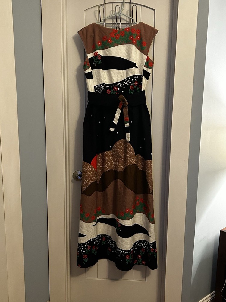 Vintage 1960s Malia Honolulu Hawaii Maxi Dress Size 12 Floral Retro Tiki Boho