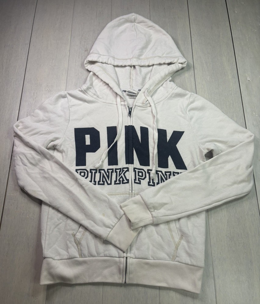 PINK Victoria's Secret Hoodie Jacket Women's Small XS White