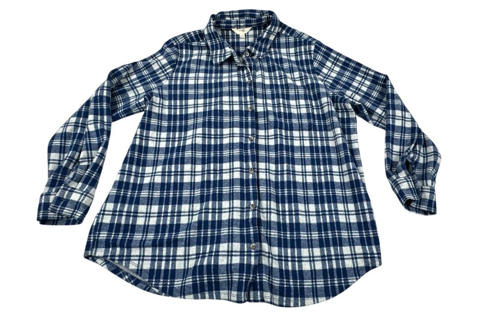 Terra & Sky Blue Plaid Casual Grunge Heavy Flannel Shirt. Women's - Size 1X