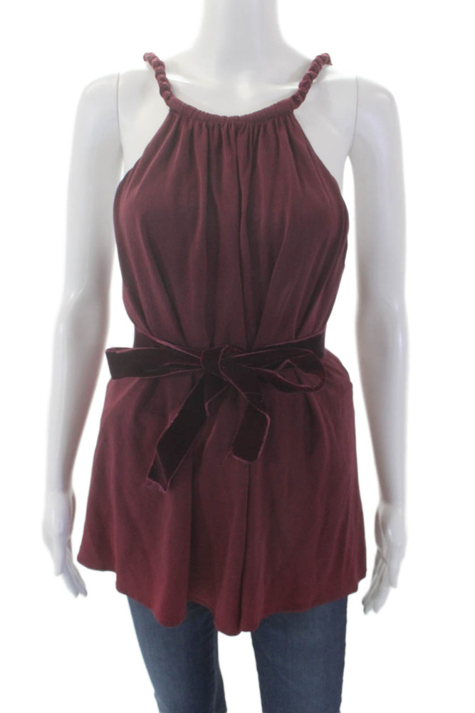 BCBGMAXAZRIA Womens Scoop Neck Braided Strap Sleeveless Blouse Top Red Size MFree Shipping in US $100+ Orders | $6.95 Orders Below
