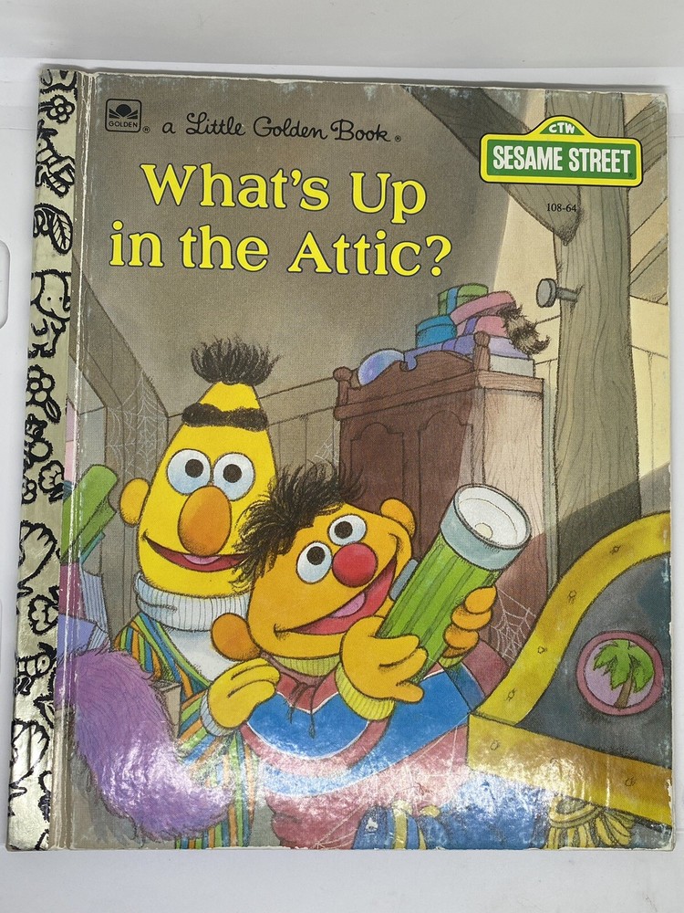What's Up in the Attic? Little Golden Book 1987 Sesame Street Children's Story H