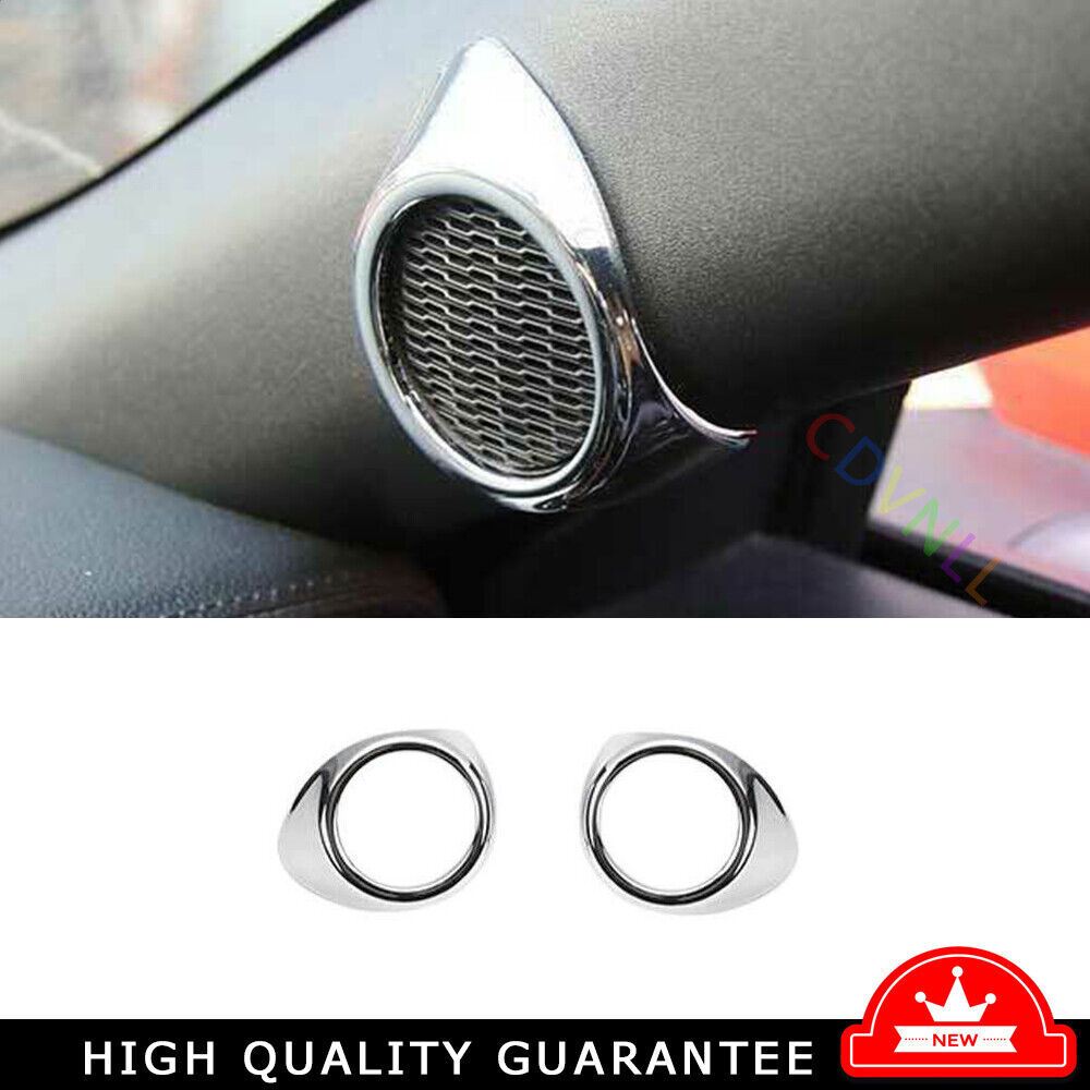 Fit For Ford Mustang 2015~2021 ABS Chrome A Pillar Speaker Frame Cover Trim 2PCS