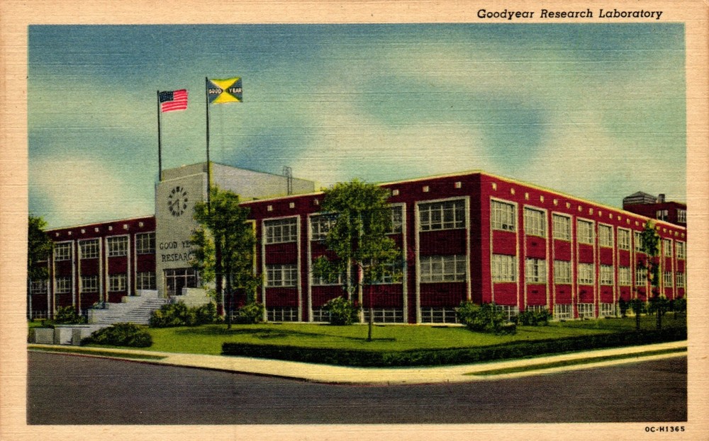 Postcard Goodyear research laboratory Akron, Ohio
