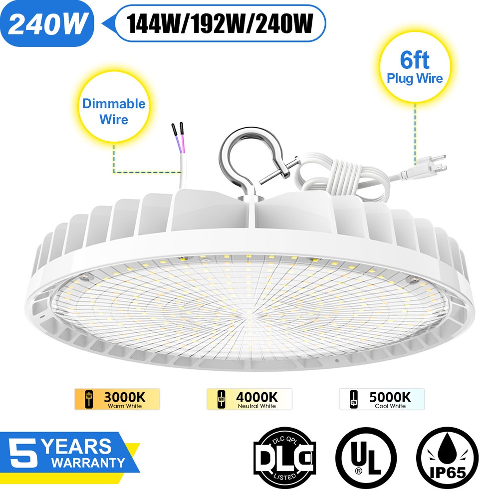 240W UFO LED High Bay Light Commercial Warehouse Gym Shop Light Dimmable Fixture
