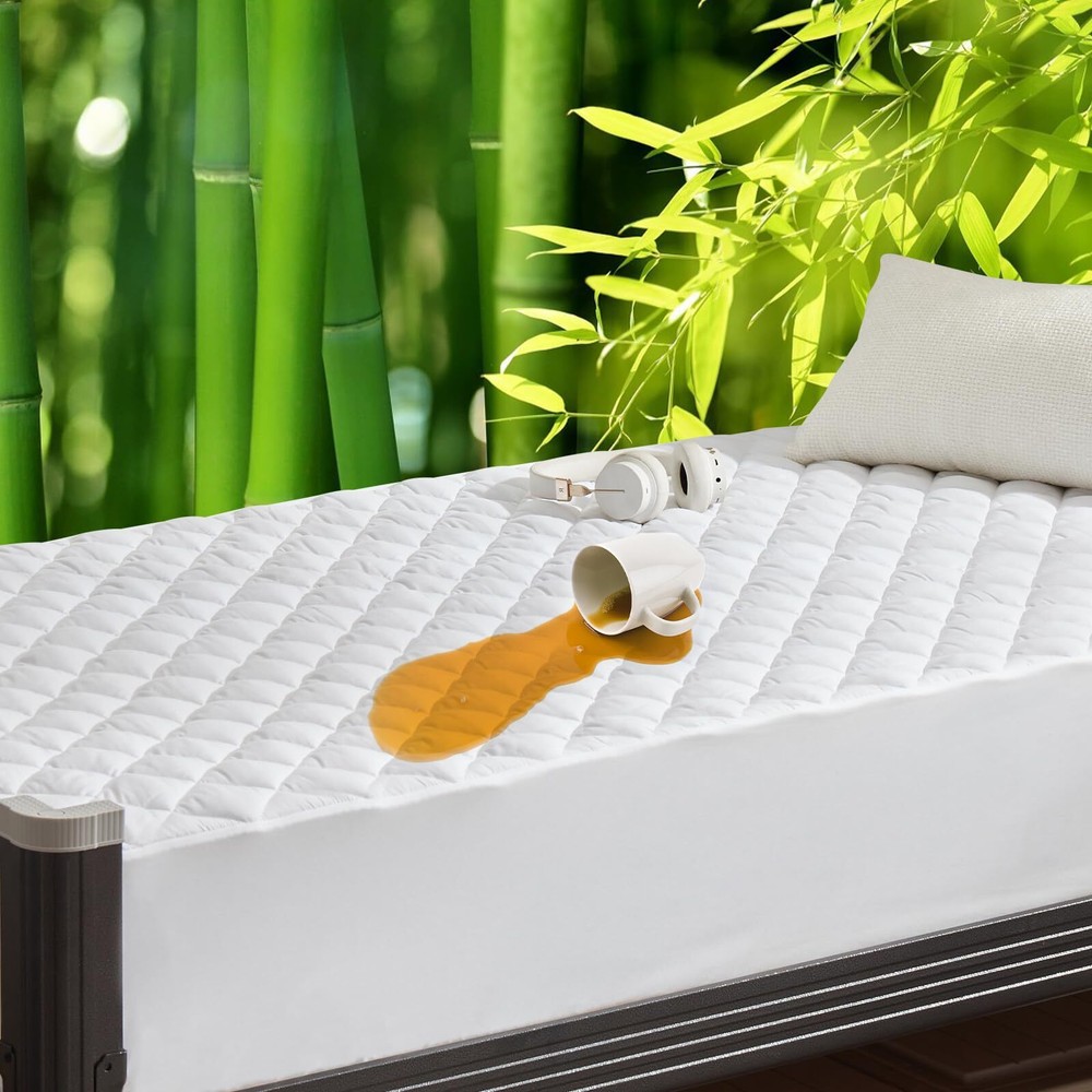 Twin XL Waterproof Rayon Mattress Pad Fitted Deep Pocket Cover