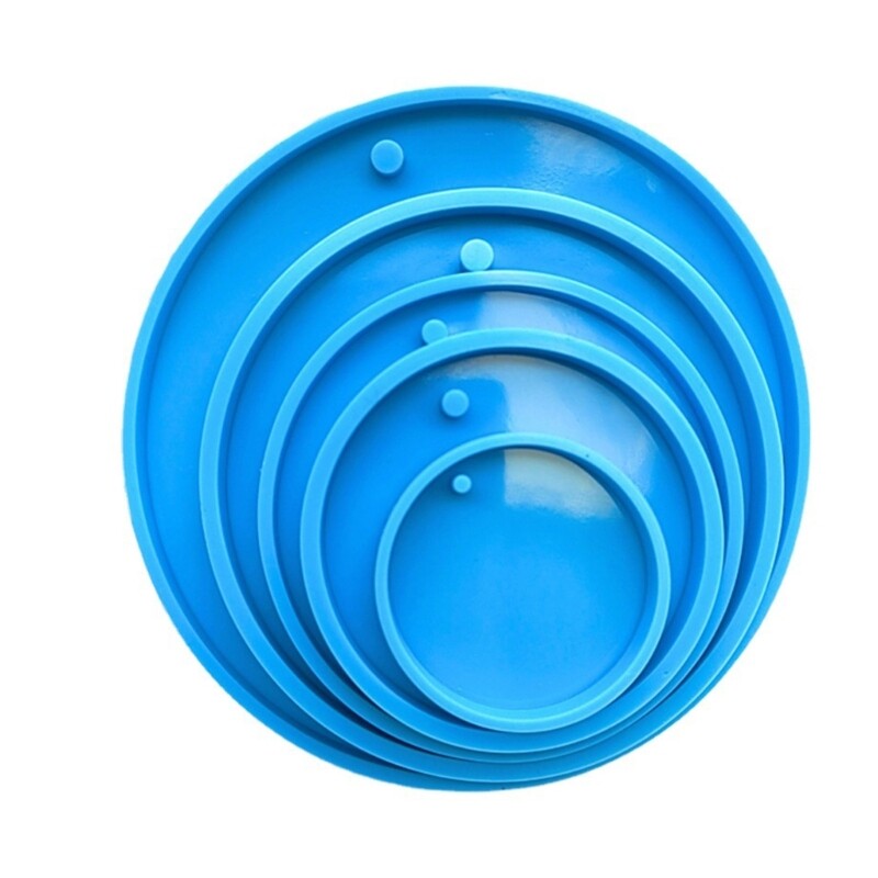 5-Piece Round Silicone Keychain Molds for Epoxy Resin Casting