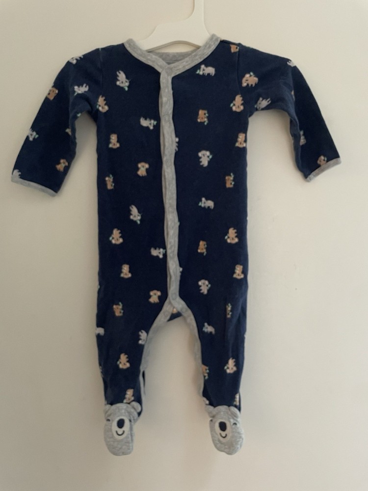 Carters Baby Boy Cute Koala 100% Cotton Long Sleeve Snap-Up Sleep & Play Navy 9M