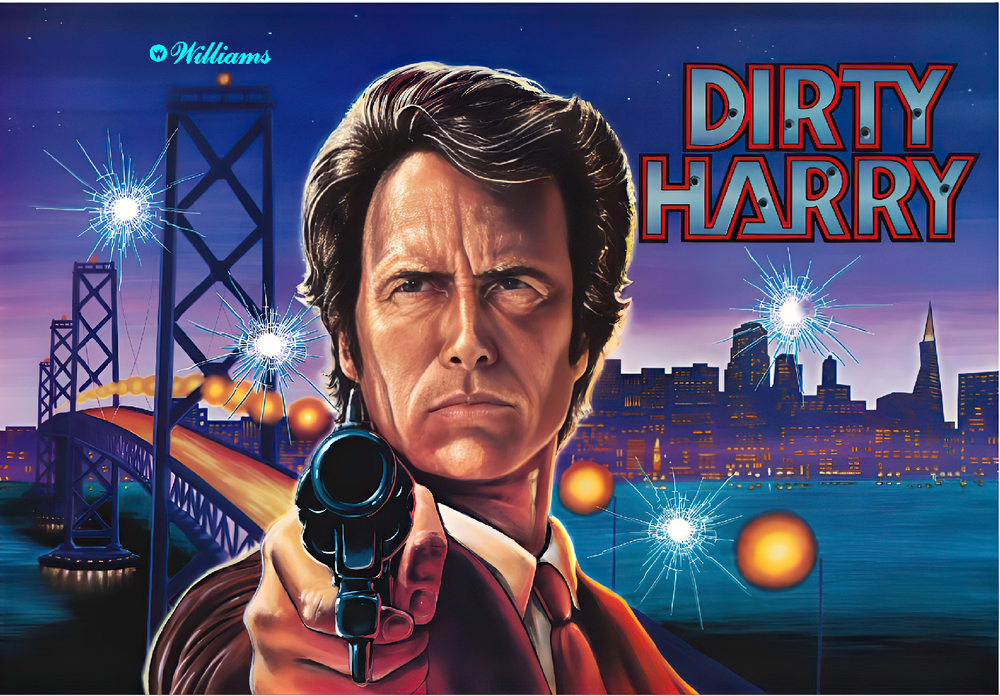 Williams Dirty Harry Pinball Machine Translite Enhanced HD Version Artwork