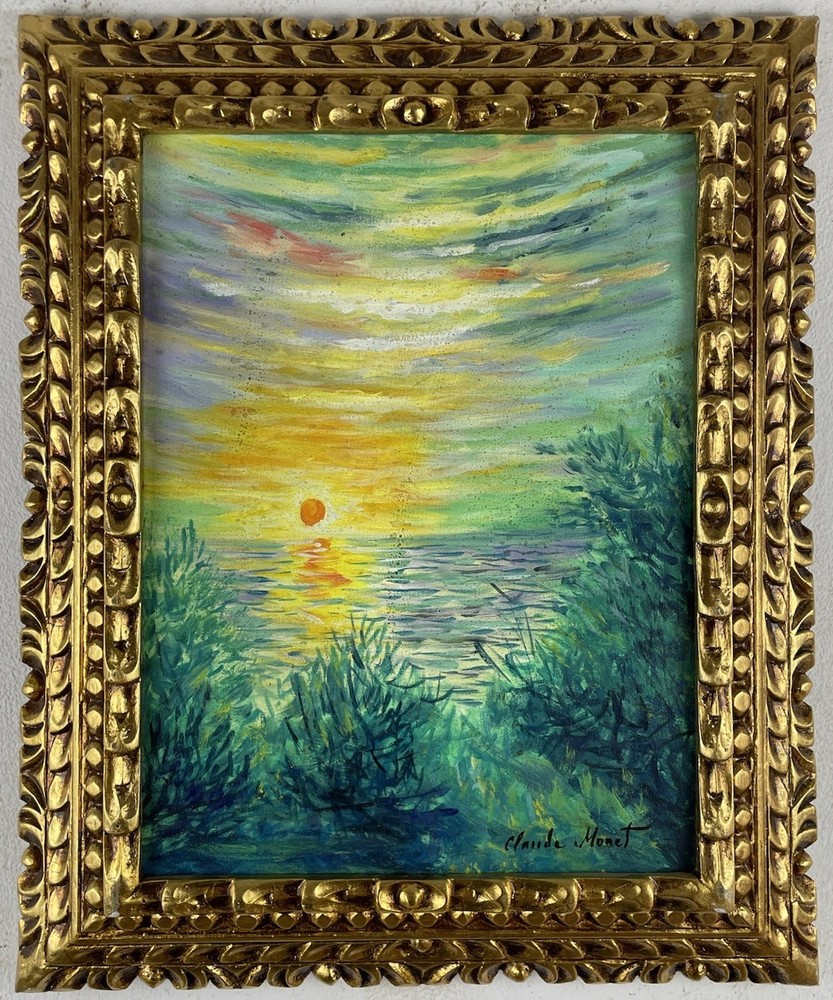 Claude Monet Oil On Canvas (Handmade) signed and stamped Framed