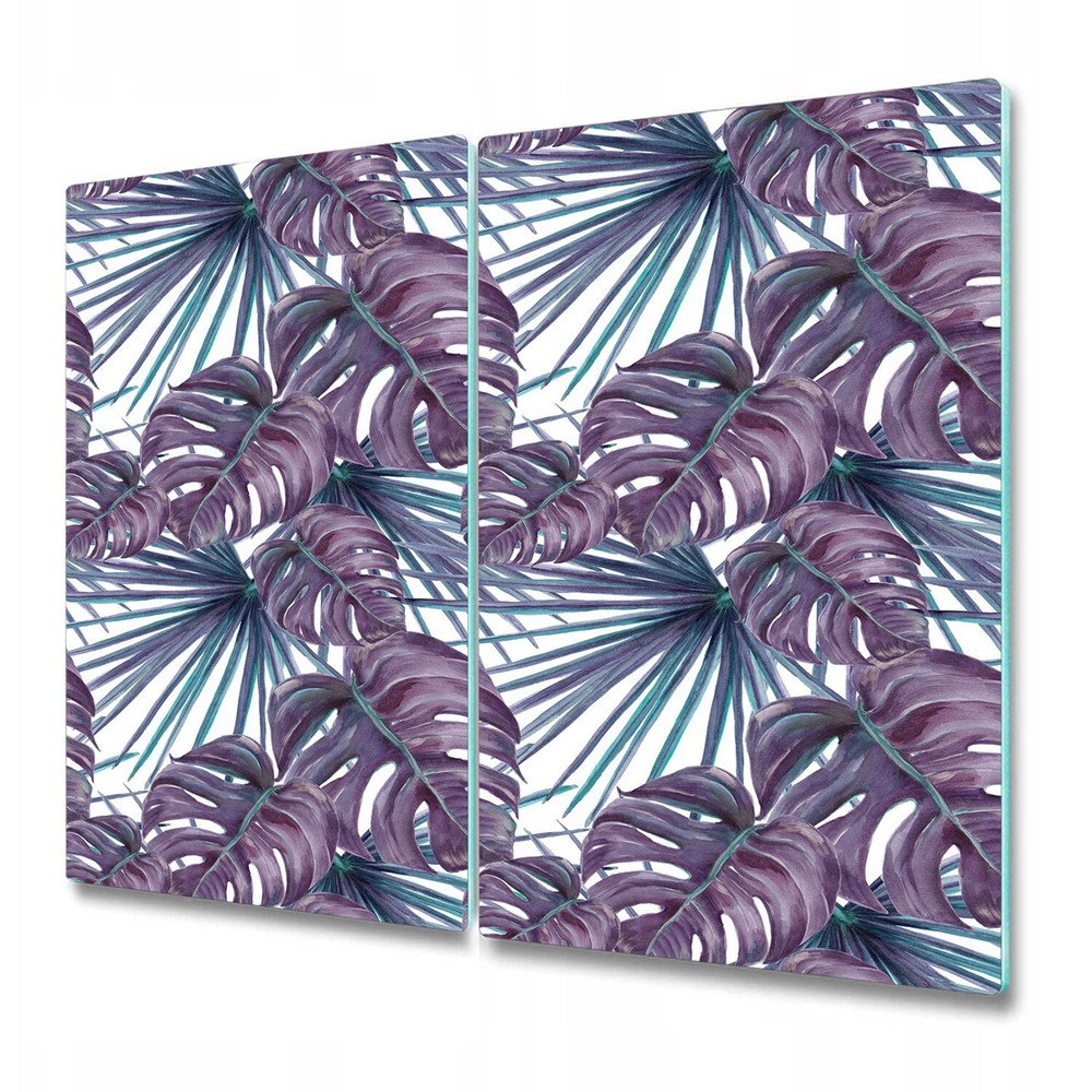 Glass Worktop Saver with Exotic Jungle Tropical Palm Leaf Design for Kitchens