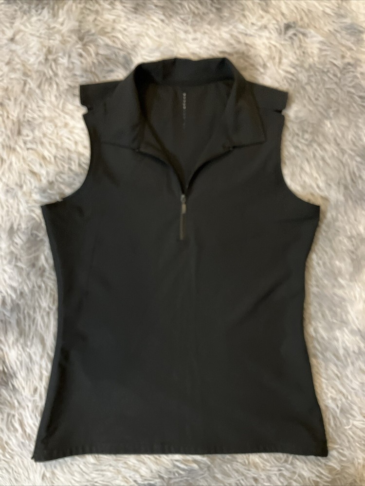 NIKE Golf Womens Black Sleeveless Dri Fit Polo Shirt Sz Medium