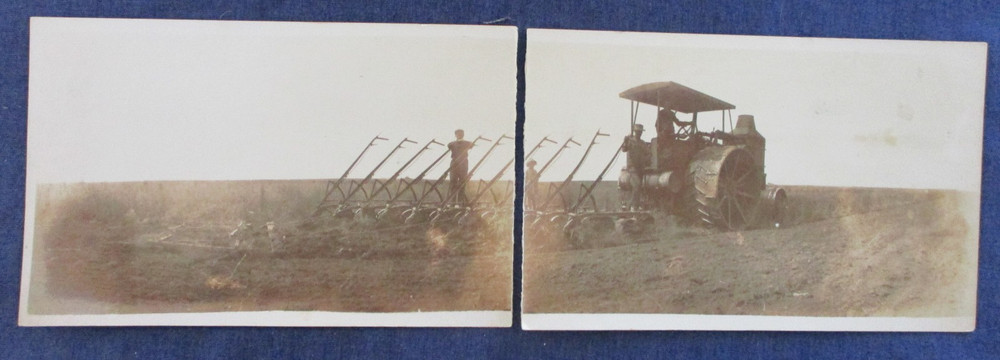 RPPC North Dakota Steam Tractor Plowing ca1910 Panoramic Postcard As-Is