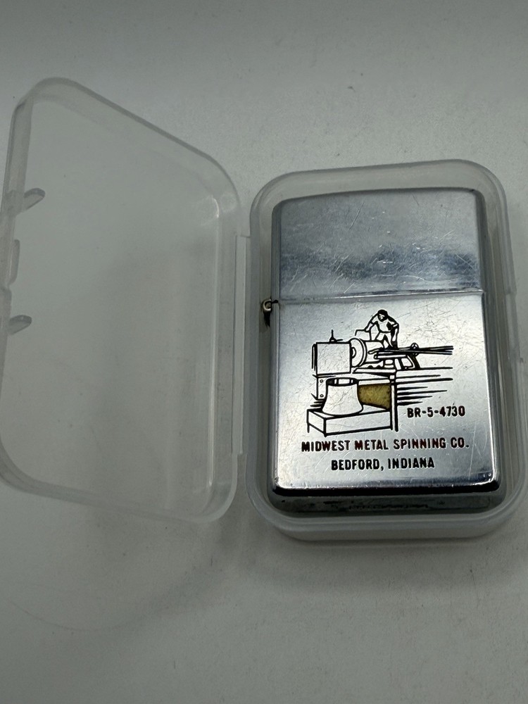 Vintage 1960 Midwest Metal Spinning Indiana Advertising Chrome Zippo Lighter