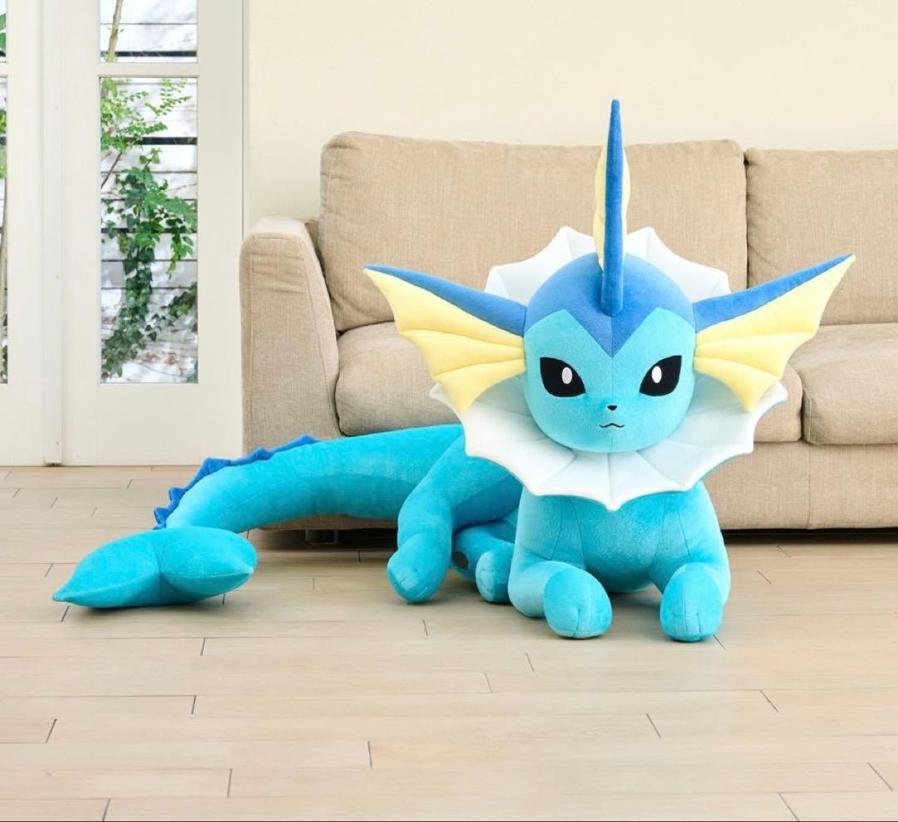 Vaporeon life-size stuffed toy lying down
