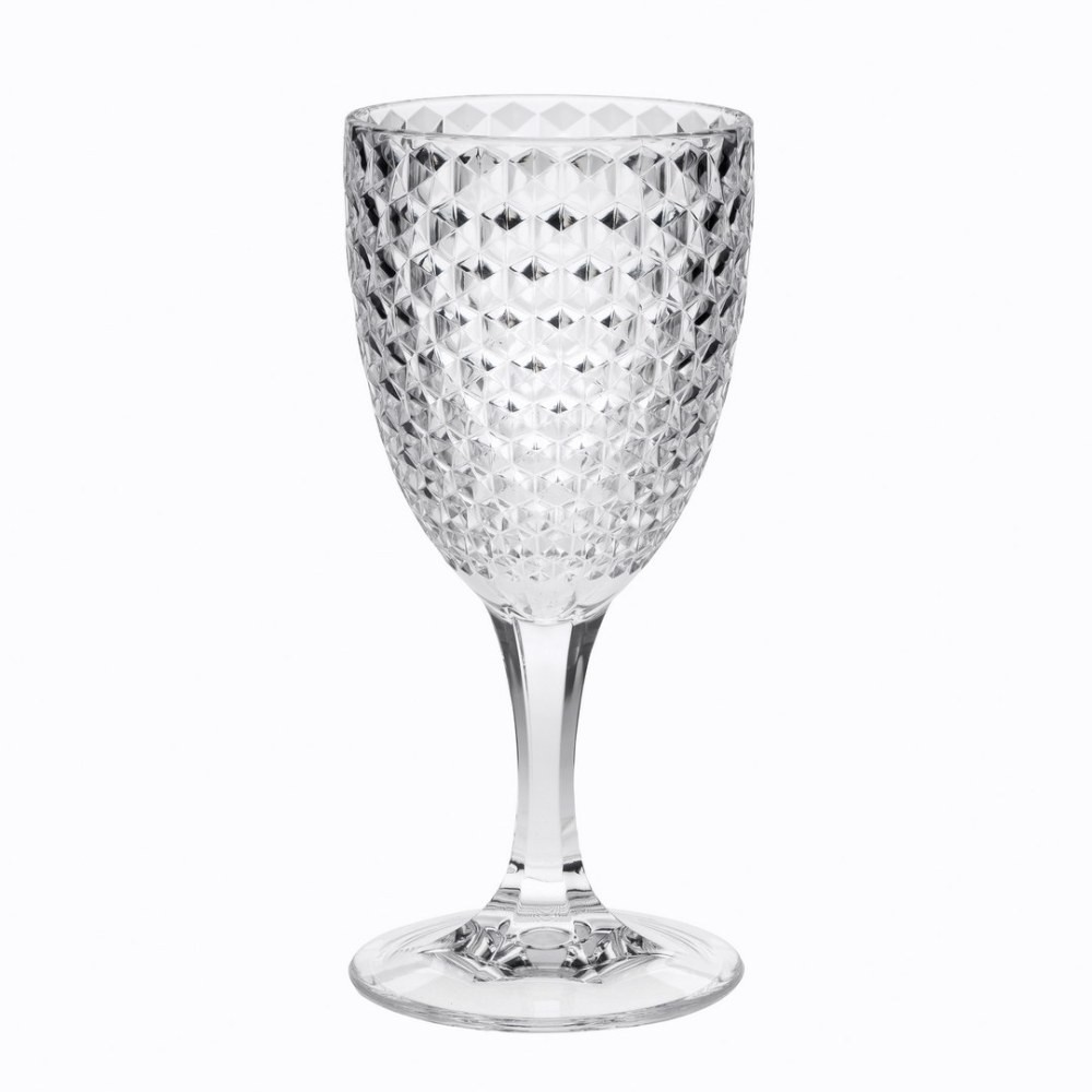 Diamond Cut Plastic Wine Glasses Set of 4 Acrylic Unbreakable Crystal