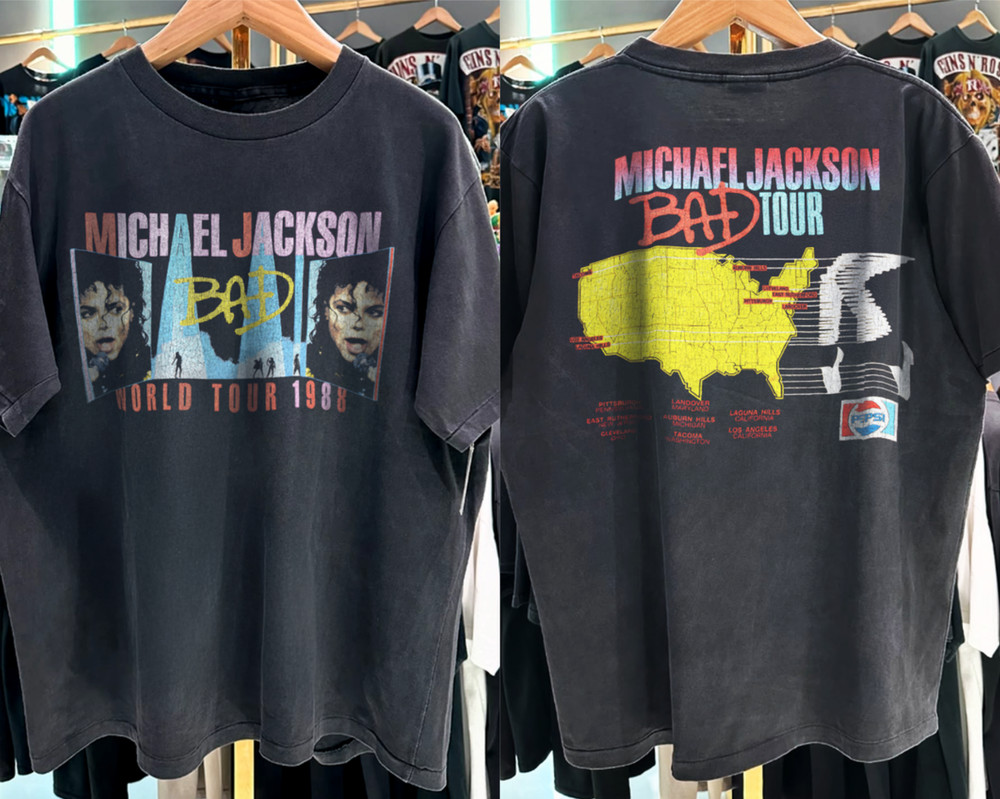 1988 Michael Jackson Bad World Tour T-Shirt Vintage MJ Concert Tee S-5XL