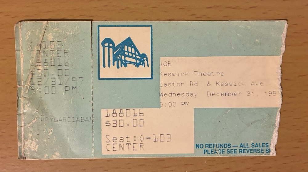 1991 Jerry Garcia Band Philadelphia 12/31 Concert Ticket Stub Grateful Dead