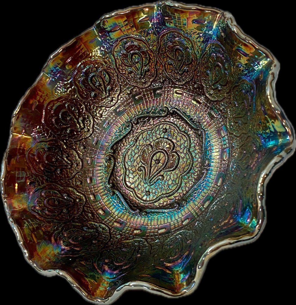 Fenton Amethyst Persian Medallion Carnival 7 3/4” Flouted Glass Bowl - Vintage
