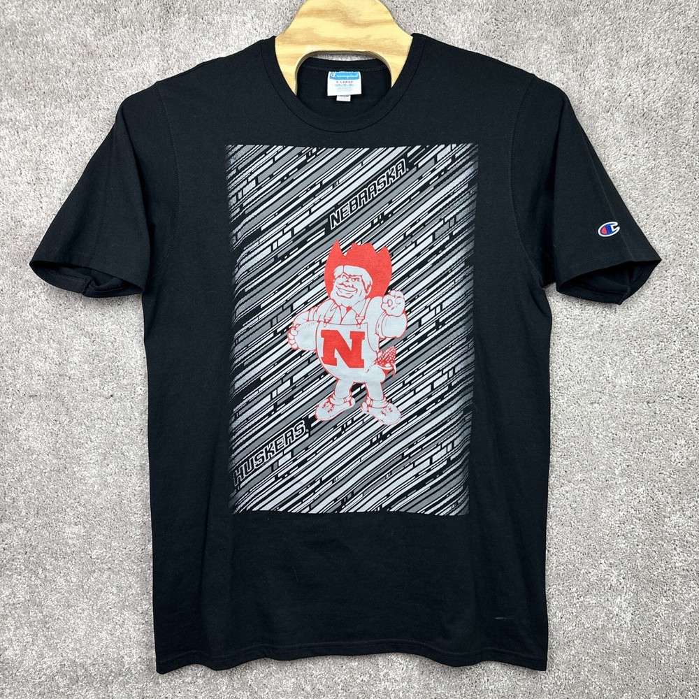 Vintage 2000s Y2K Nebraska Huskers Football Black T Shirt Size XL