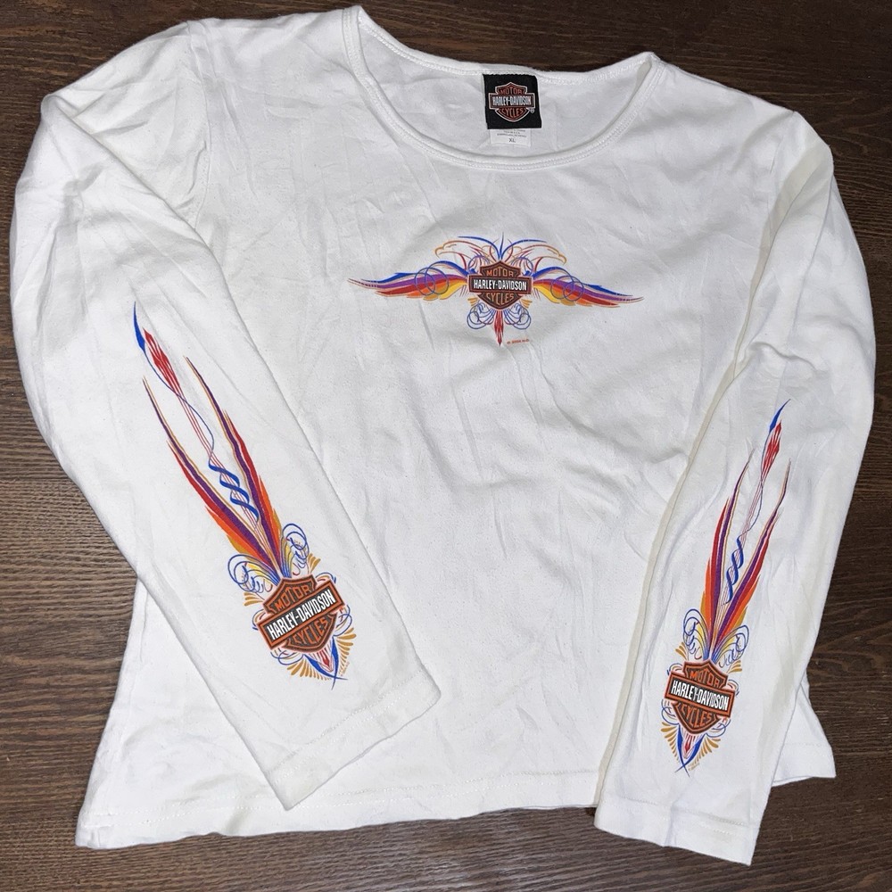2004 Harley-Davidson Women's White  Long Sleeve With Sleeve Decals
