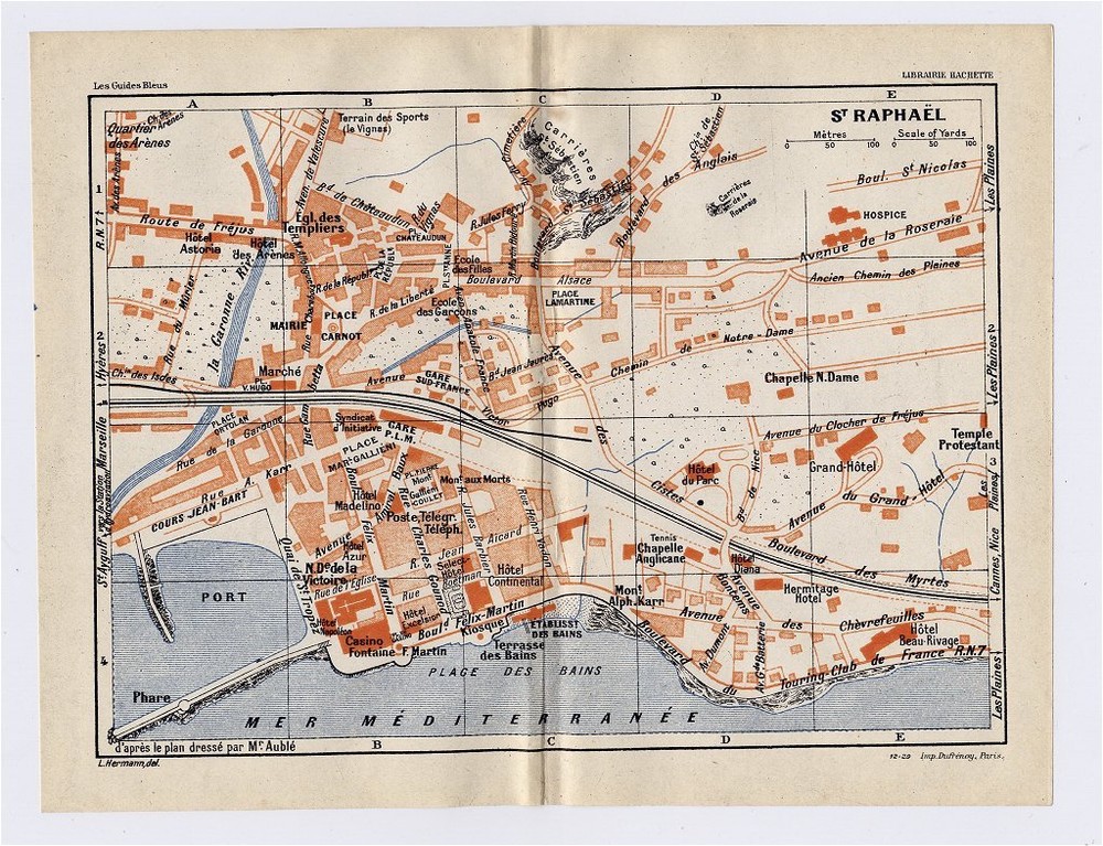 1926 Original Vintage City Map Saint-Raphael Provence-Alpes-Cote D'azur France