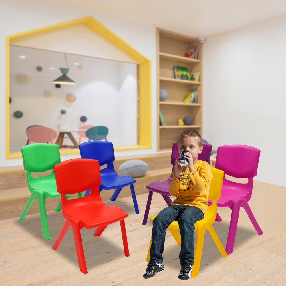 6 Pcs Stackable Thickened Plastic Kids Chairs for Kindergarten Multicolor