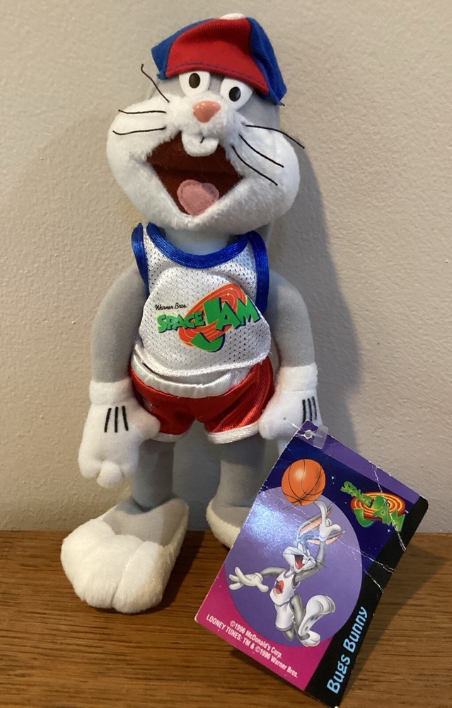 Space Jam VTG 1996 Looney Tunes Bugs Bunny 9” Plush Warner Bros McDonalds Toy