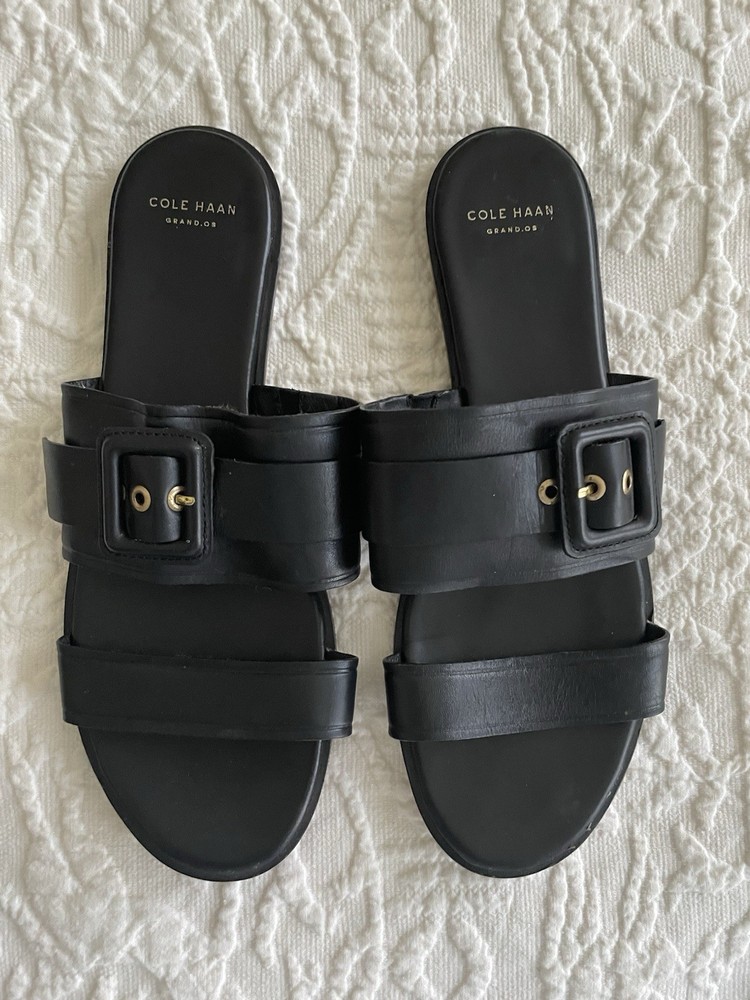 Women’s Cole Haan Grand OS Black Strappy Sandals US 8.5B Leather