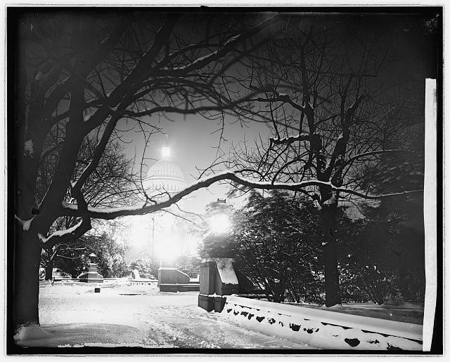 Washington DC United States Capitol 1919 1920 Winter Night Snow Trees