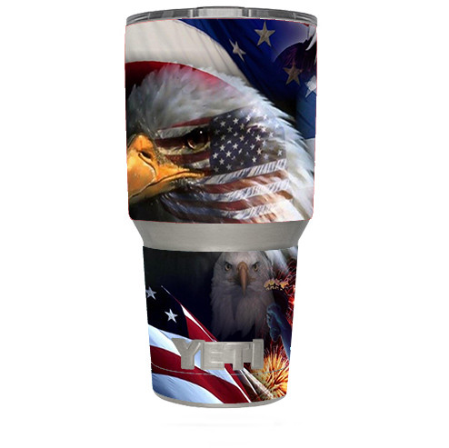 Skin Decal (6-piece kit) for Yeti 30 oz Rambler Tumbler Cup / USA Bald Eagle in
