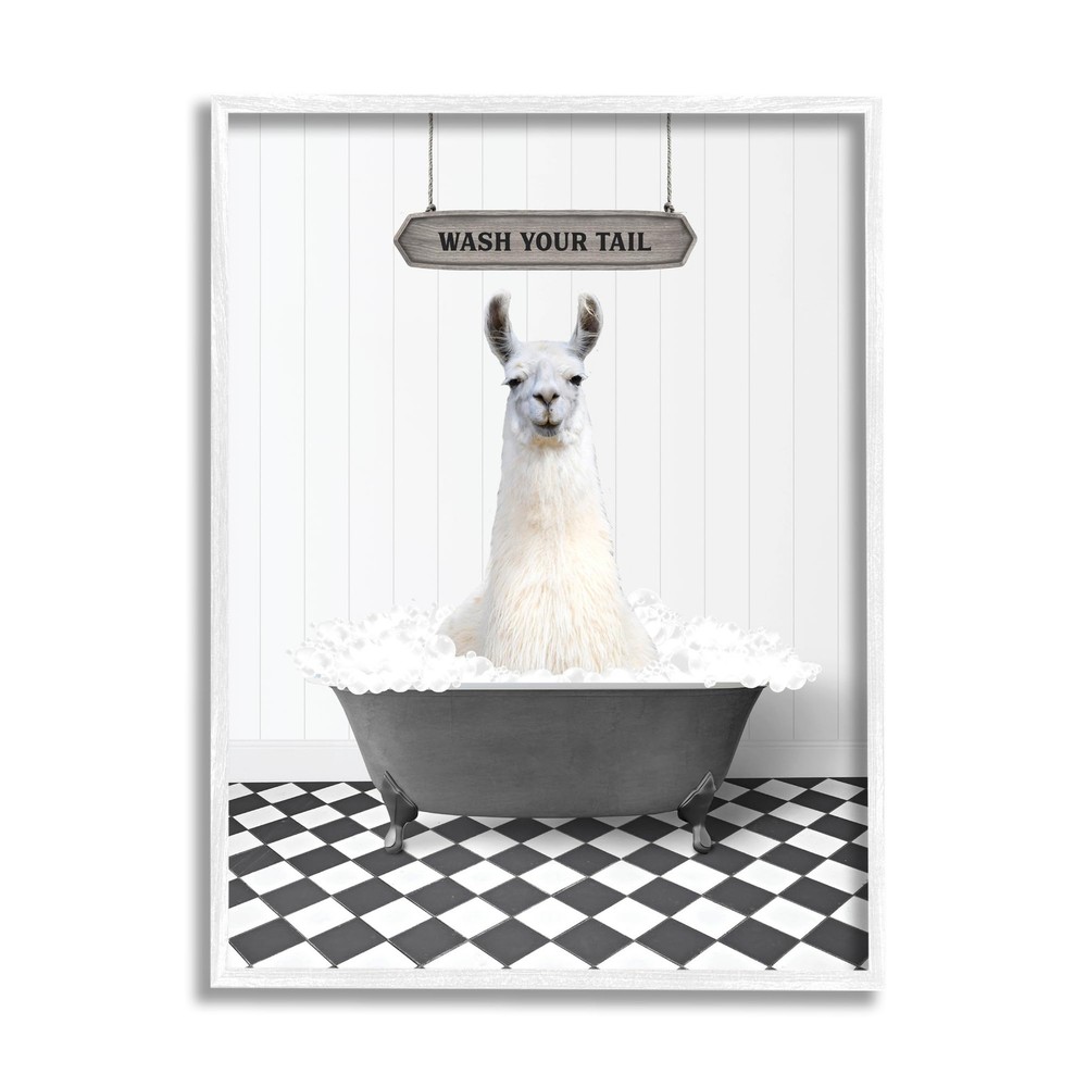 Wash Your Tail Phrase Framed Giclee Art by Lettered and Lined