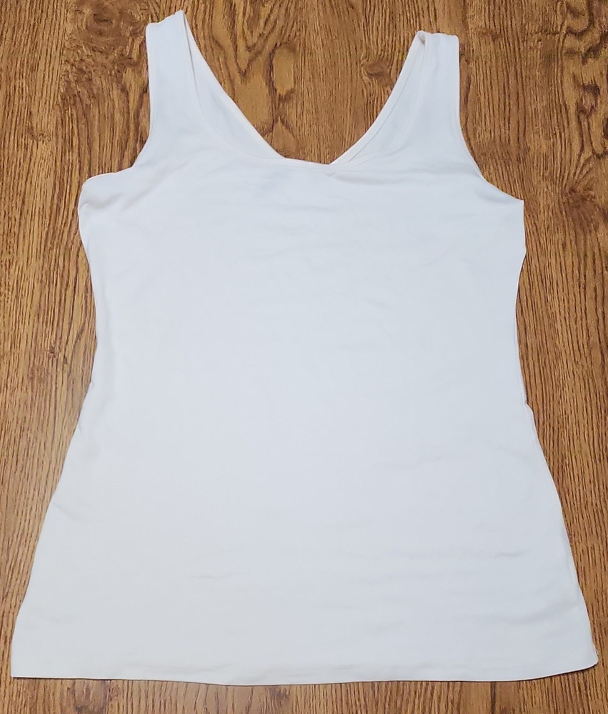 Maurices Women's Off White Sleeveless V-Neck on back Wide Strap Knit Tank Top L
