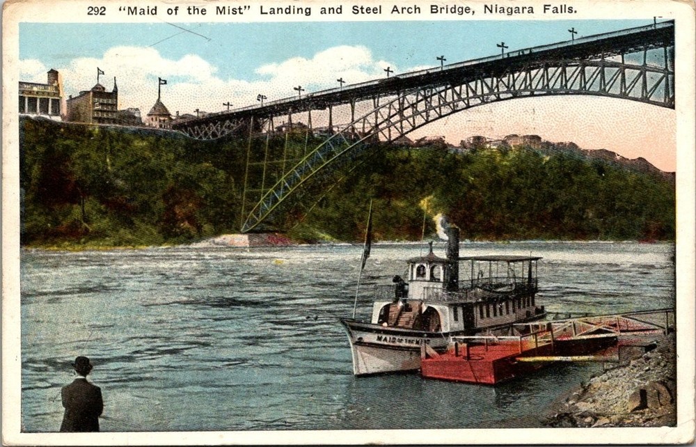 Maid of the Mist Landing Steel Arch Bridge Niagara Falls NY 1922 Postcard