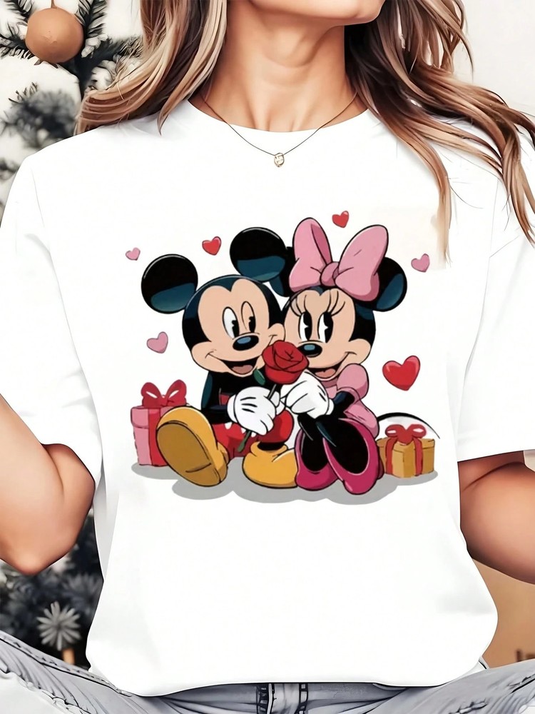 Disney T-Shirt Happy Mickey And Minnie Men Women Unisex #7