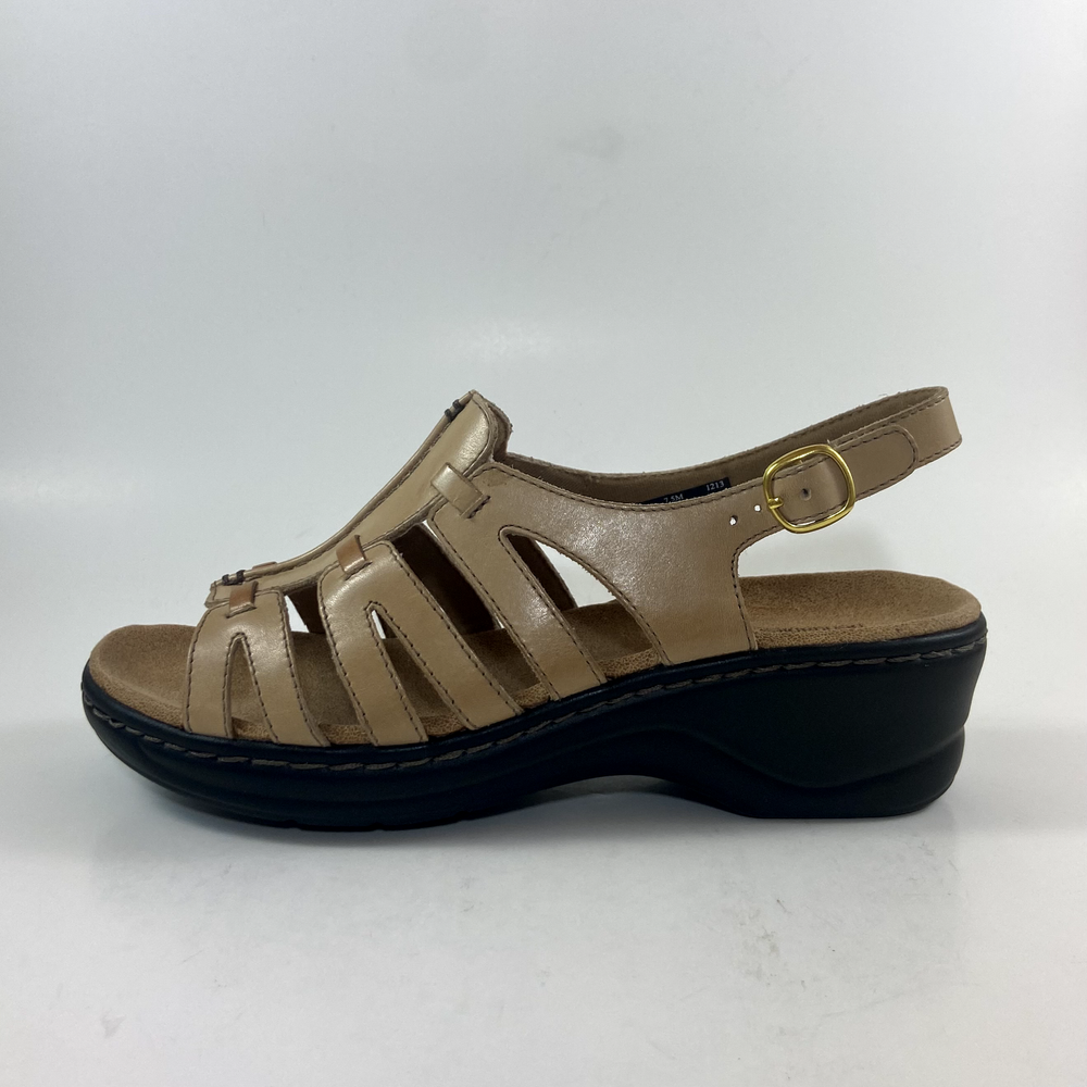 Clarks Lexi Marigold Tan Leather Wedge Sandals Size 7.5M New